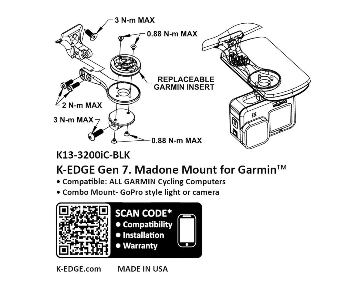 K-Edge Garmin Combo Mount (Black) (Trek Madone Gen 7) - view 2